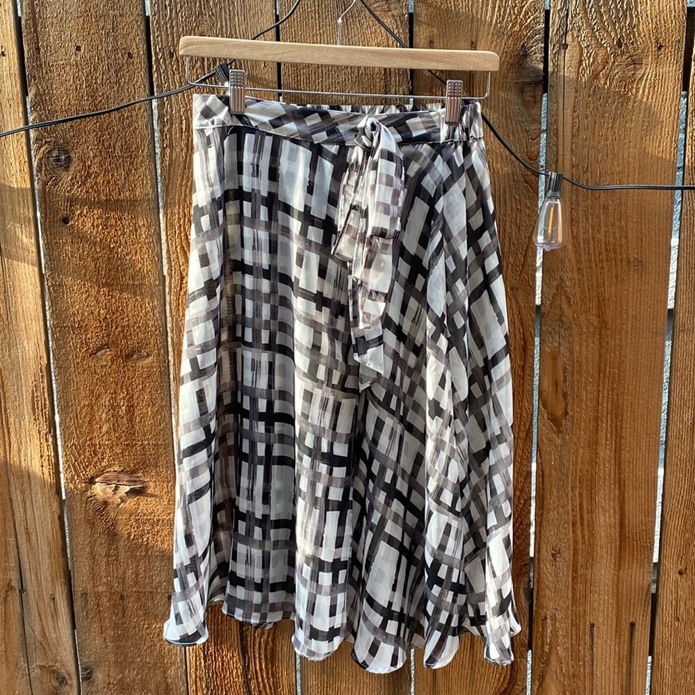2/$25! Black and White High-Waisted Tie Midi Skirt